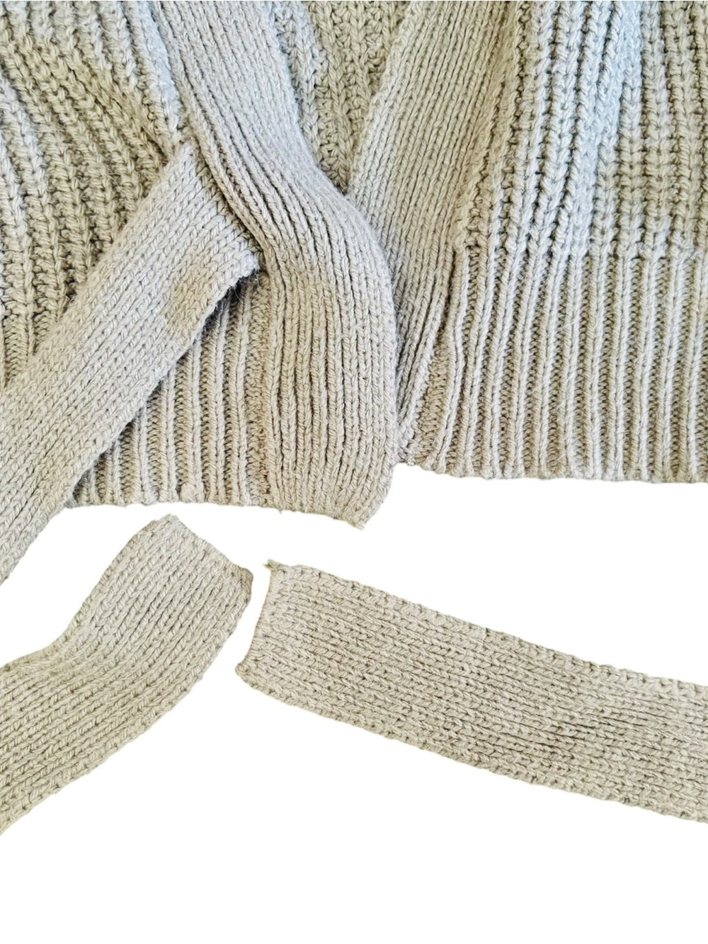 Zara Sz L Grey Green Cropped Tie-Belt Ribbed Knit Cardigan - Picture 4 of 6